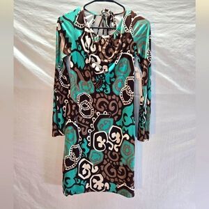 Vintage Milly Women's Size Small Geometric Silk Dress New Tags